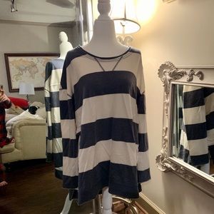 Nautical navy white long sleeve shirt